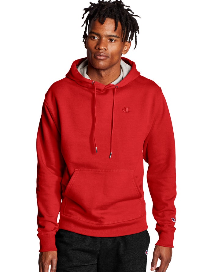 Champion Hoodie Heren - Rood - Powerblend Fleece C Logo ( 127490-NJB )